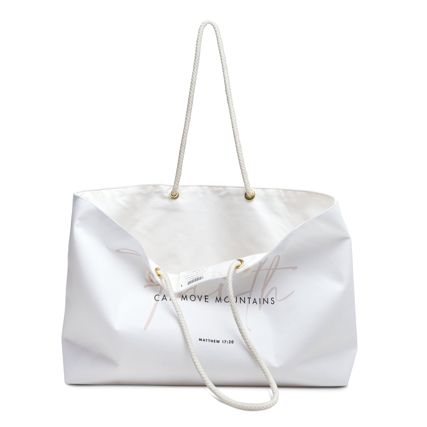 Faith-Inspired Weekender Bag Travel Bag Religious qoute "Can Move Mountains" Gift for Women