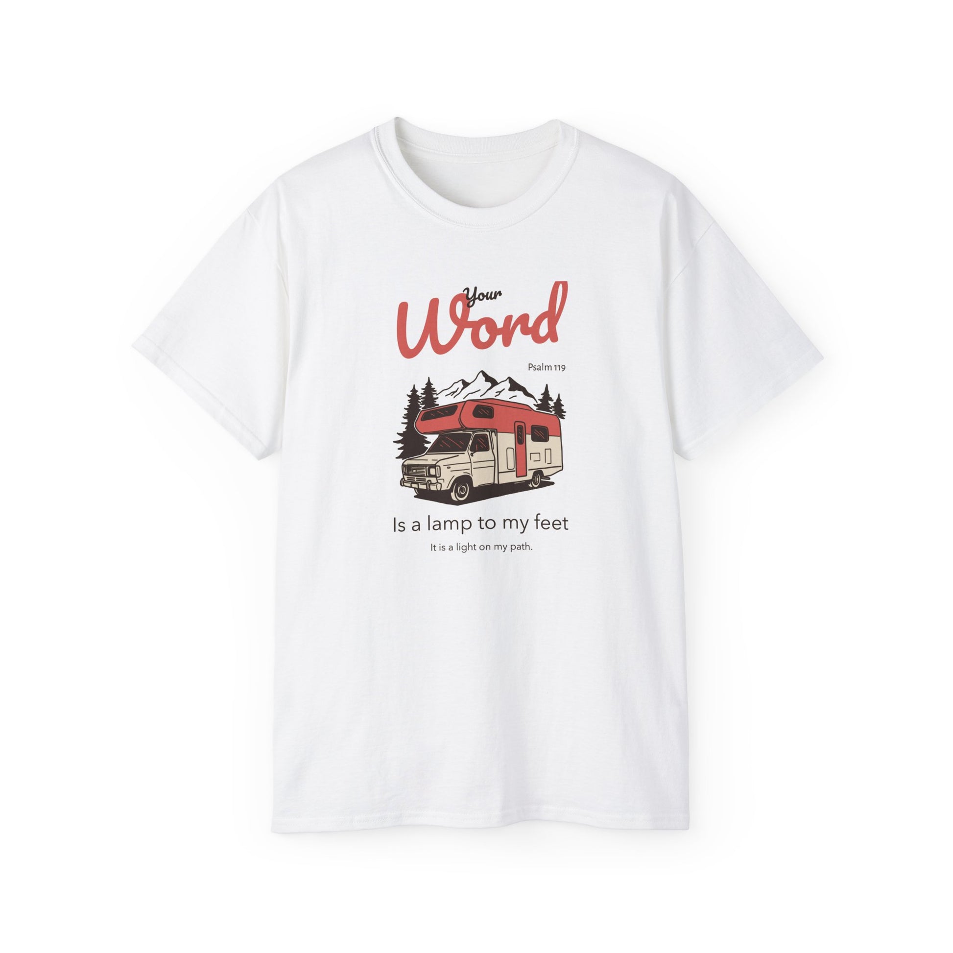 Inspirational Camping Tee Psalm 119, Unisex Ultra Cotton Tee, Perfect for Outdoor Lovers, Faith-Inspired Gift, Summer Road Trip Apparel