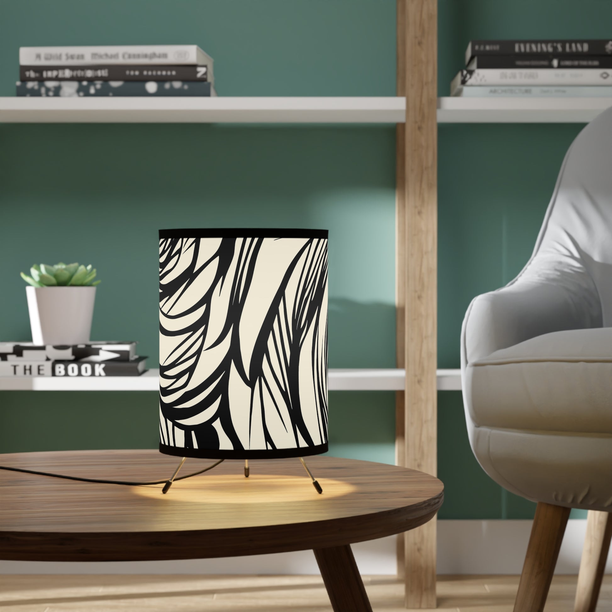 Modern Black and White Rose Pattern Tripod Floor Lamp with High-Res Artistic Shade Black and white floor lamp, rose pattern lamp, tripod lamp, artistic shade lighting, modern home decor, elegant floor lamp, statement lighting.