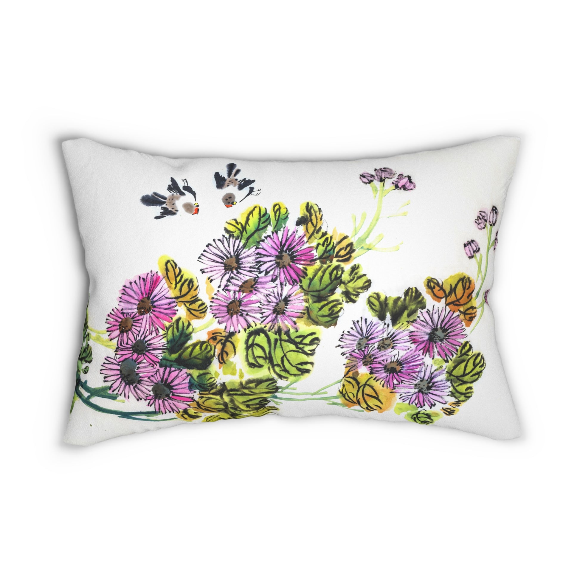 Botanical Lumbar Pillow, Flower Cushion, Home Decor, Nature Themed Gift, Floral Throw Pillow, Living Room Accent