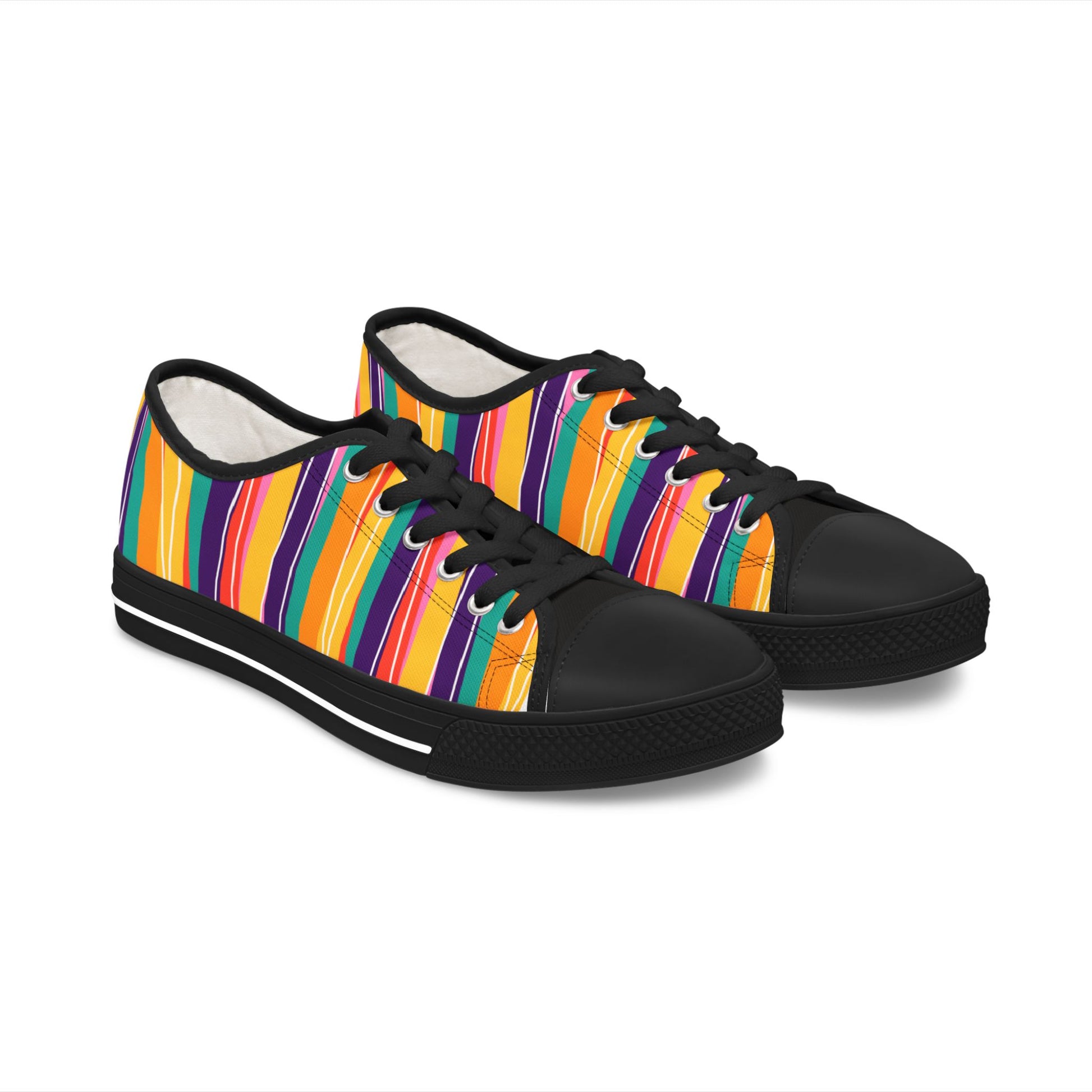 Vibrant Striped Low Top Sneakers for Women Colorful Casual Footwear for Women or Gift