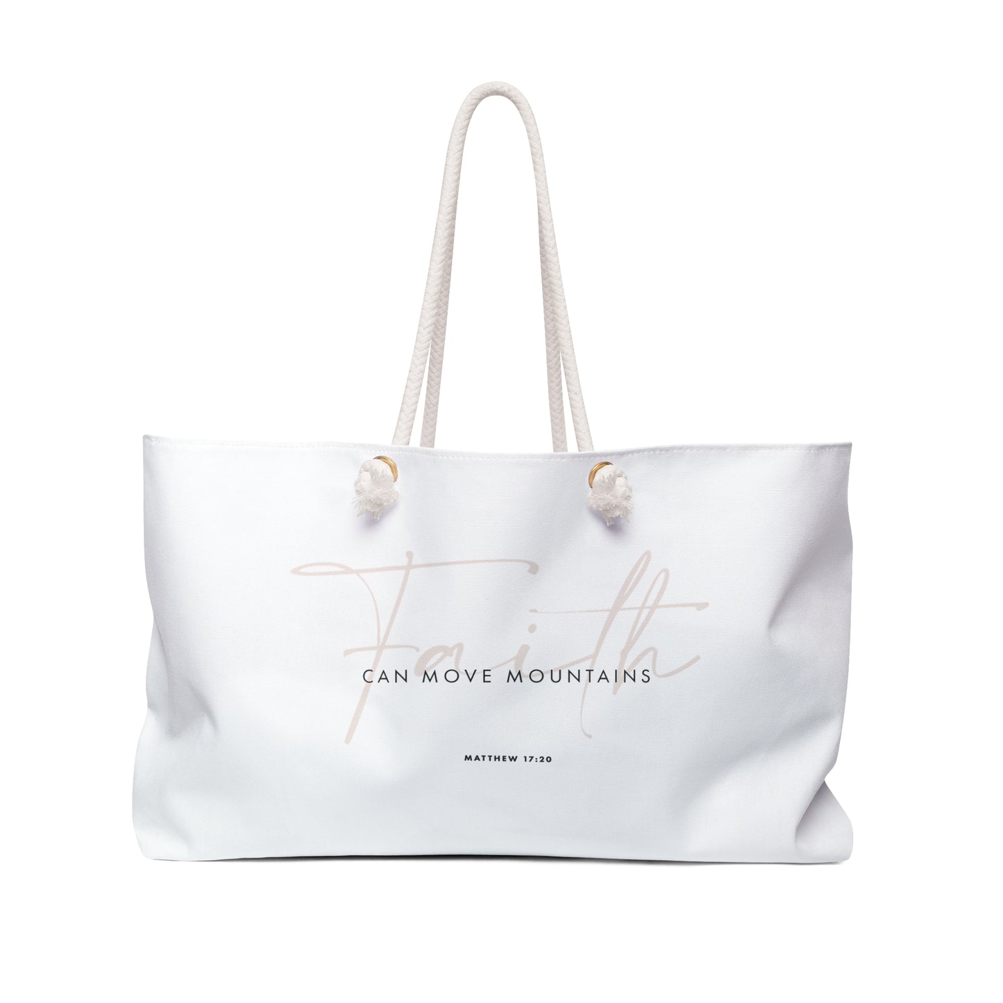 Faith-Inspired Weekender Bag Travel Bag Religious qoute "Can Move Mountains" Gift for Women