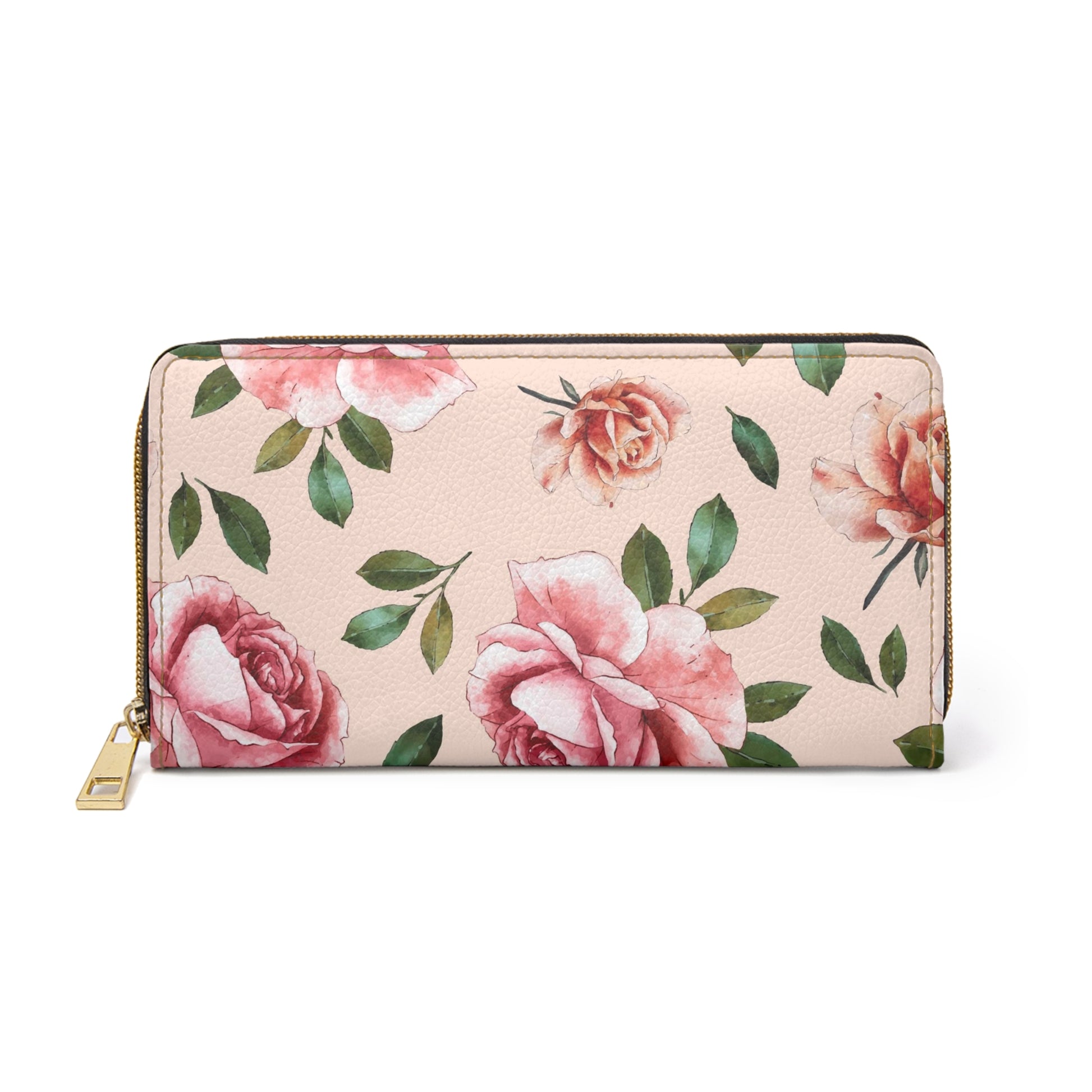 Rose Print Zipper Wallet Chic Rose Print Wallet for Women,Stylish Zip Wallet Perfect Gift for Mother's Day, Elegant Floral Purse Fashionable