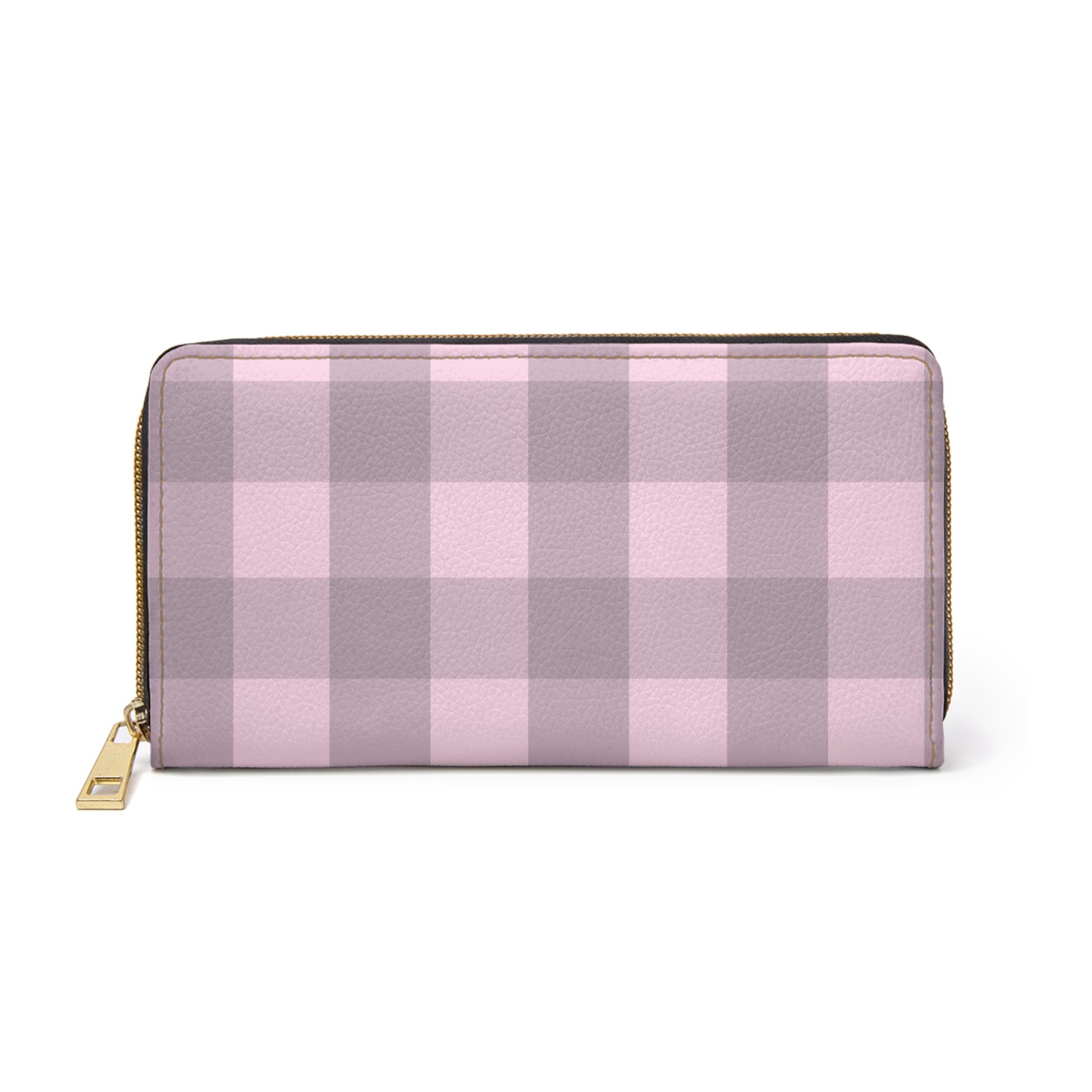 Chic Pink Plaid Zipper Wallet, Women's Accessories, Cute Organizer, Birthday Gift, Everyday Use, Stylish Purse