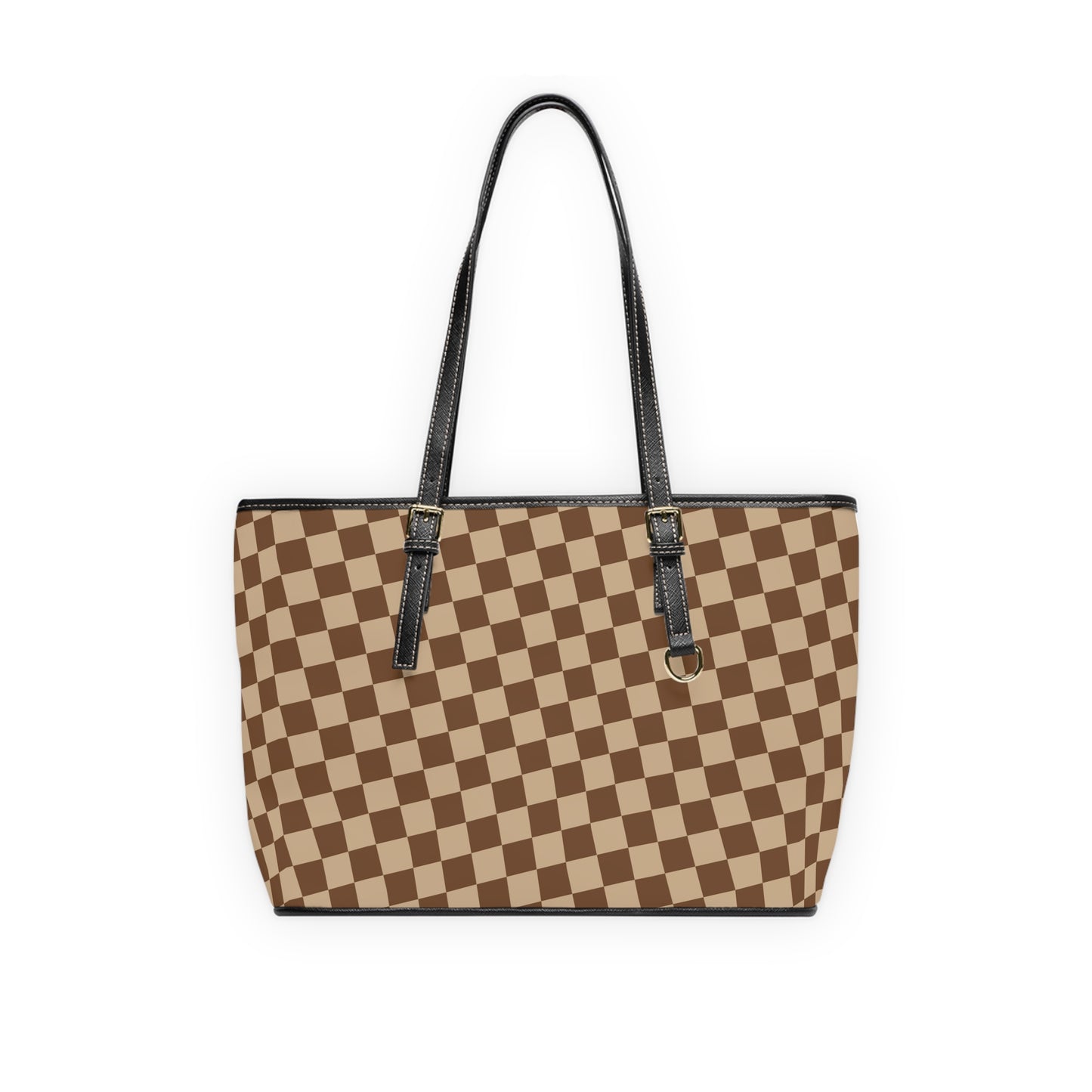 Brown Checkered PU Leather Shoulder Bag Checkered Purse Trendy Handbag Waterproof PU Leather Handbag Shoulder bag