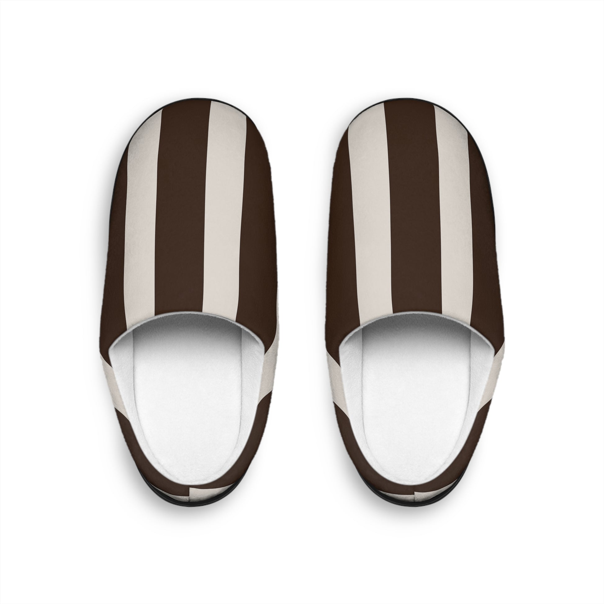 Cozy Women's Indoor Slippers - Stylish Brown Striped Design , soft plush slippers, fashionable loungewear, warm winter footwear