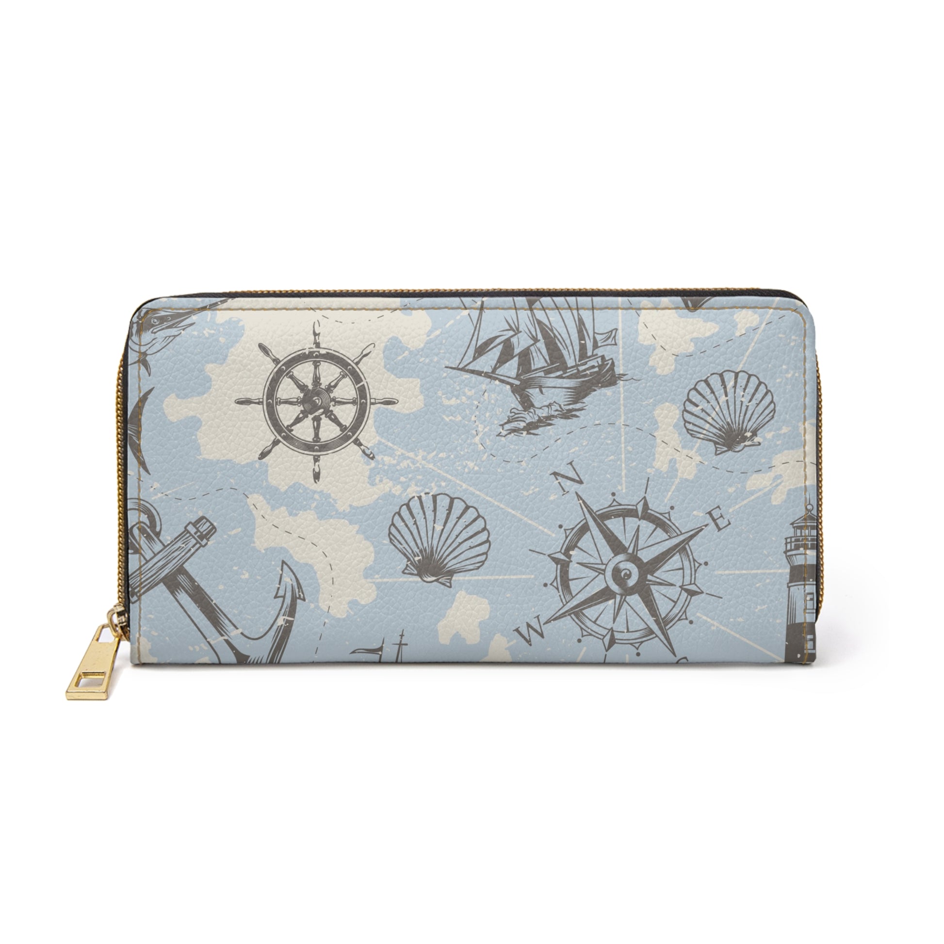 Sailor's Compass Zipper Wallet | Nautical Travel Accessory, Gift for Sailors, Ocean Lovers, Birthday Present, Maritime Style