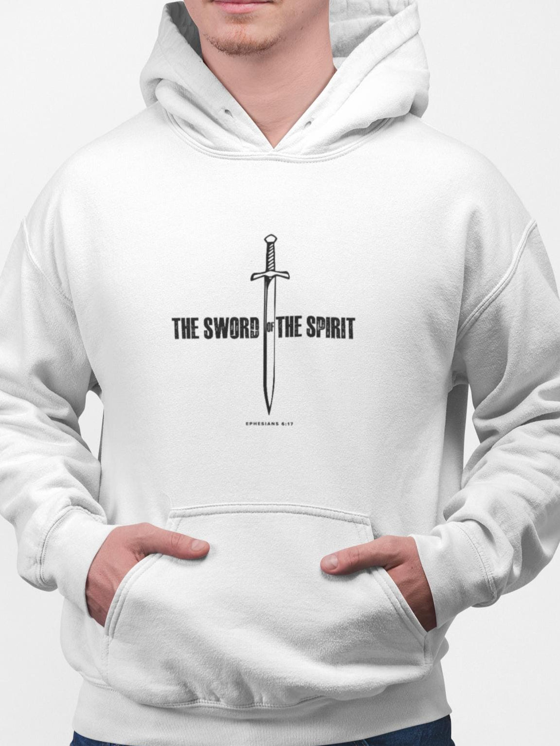 Inspirational Unisex Hooded Sweatshirt For Christian Men Women Gift For Mom Dad Hooded Bible Verse Sweatshirt Sword of the Spirit Apparel