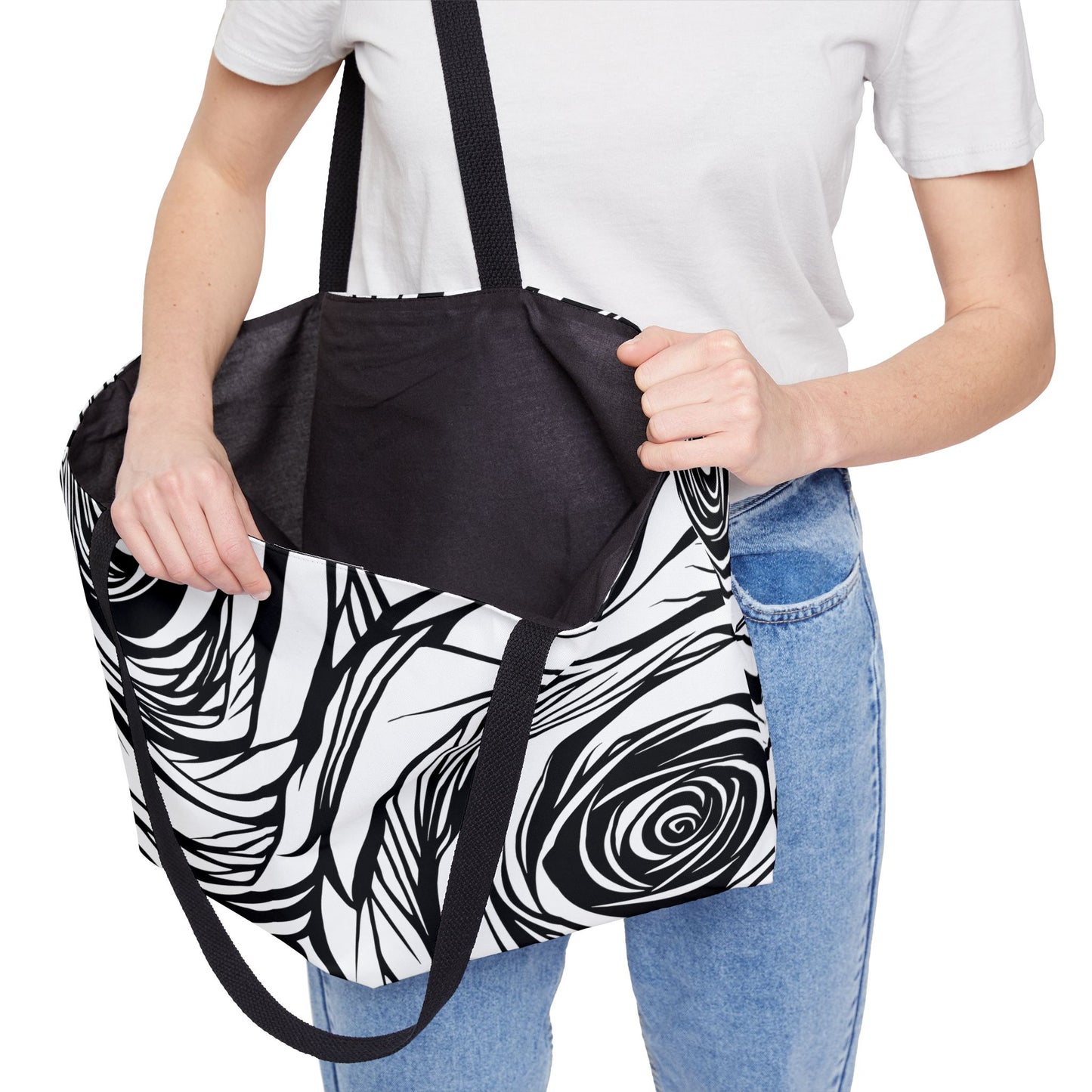 Chic Rose Pattern Weekender Tote Bag Perfect for Travel Beach Shopping or Gym Stylish Floral Design