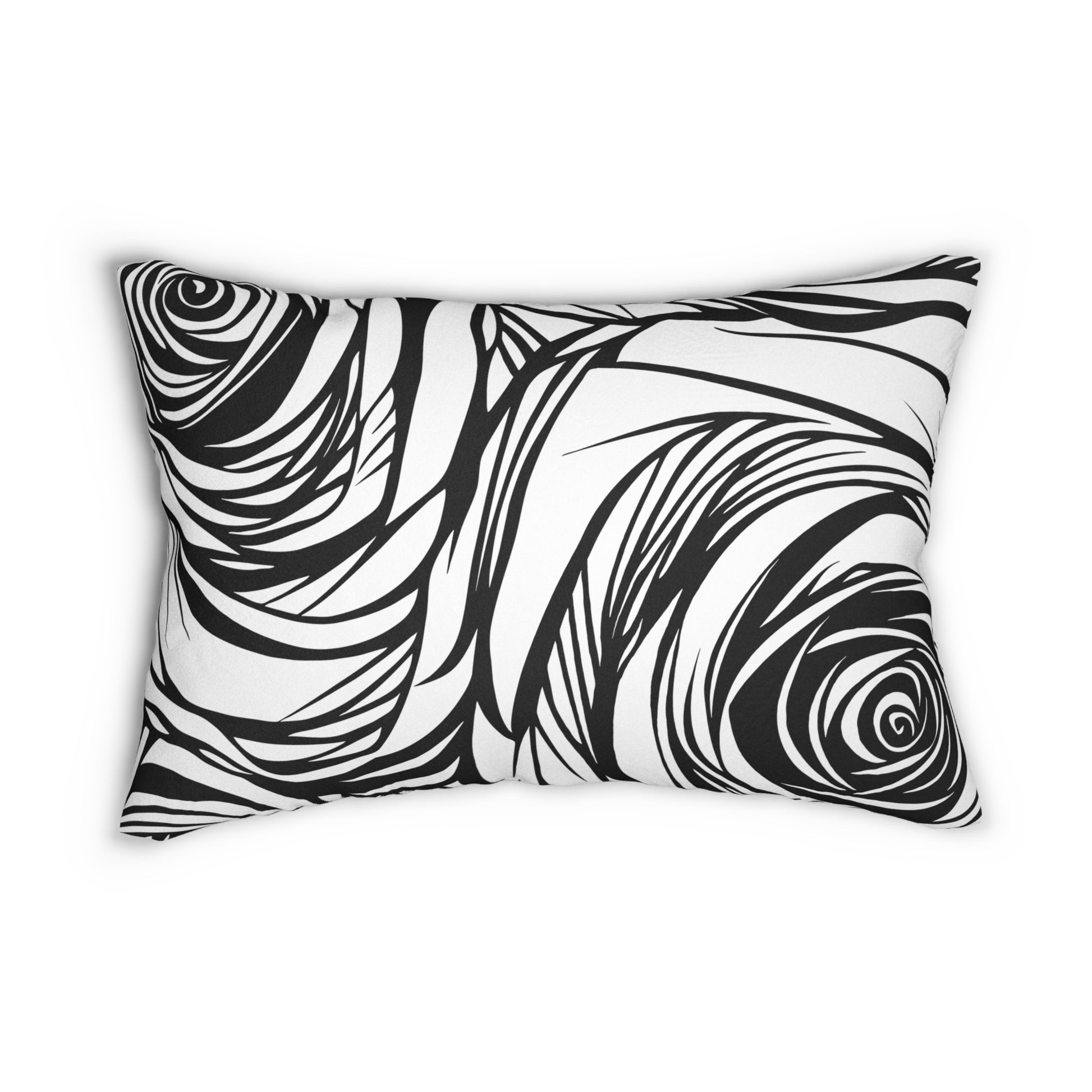 Elegant Black and White Floral Lumbar Pillow, Modern Home Decor, Gift for Her, Accent Pillow for Living Room, Unique Wedding Gift, Sofa