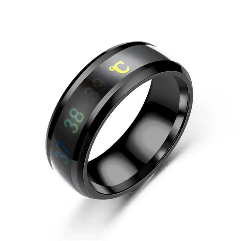 Titanium Steel Titanium Steel Mood Rings | Intelligent & Sensitive Couple Jewelry Temperature Couple Ring Mood Emotion Feeling Intelligent Sensitive Rings For Women Men Waterproof Jewelry Gift