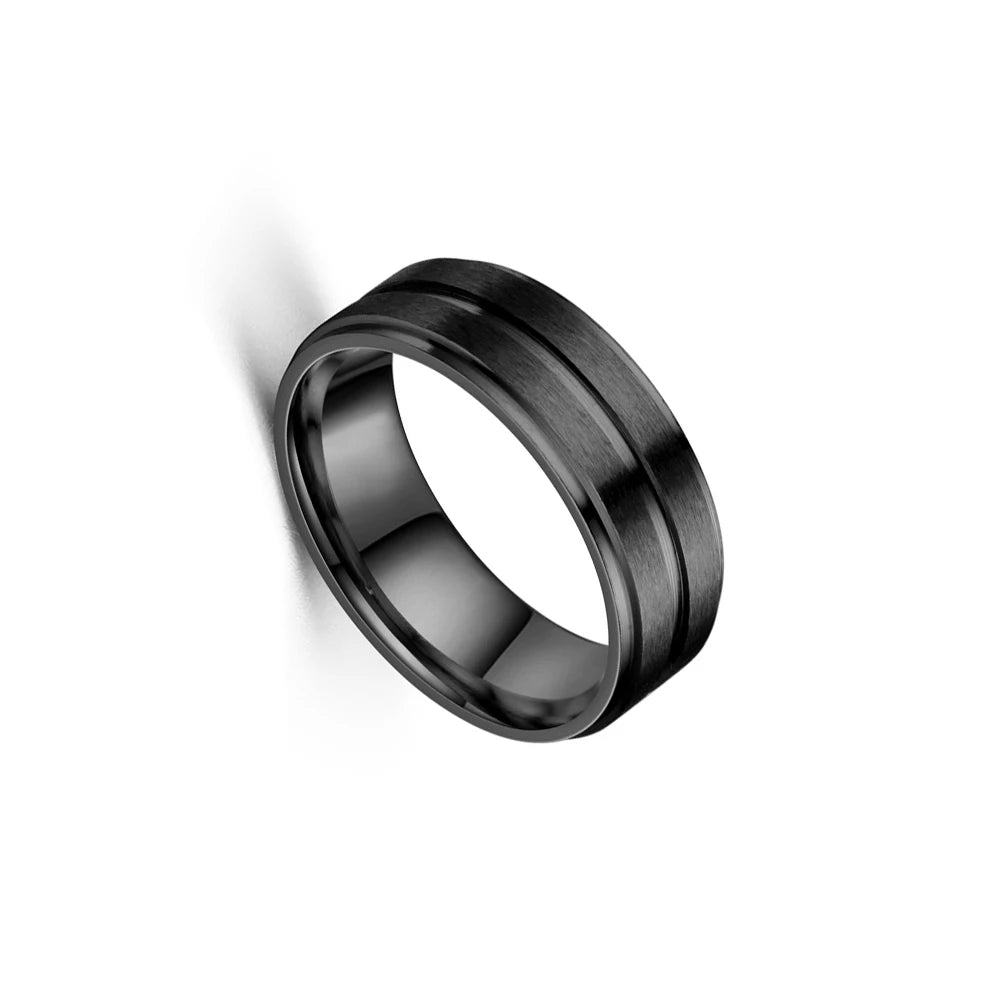 Wholesale Black Groove Matte Wedding Engagement Party Gift Anniversary Rings For Women Jewelry