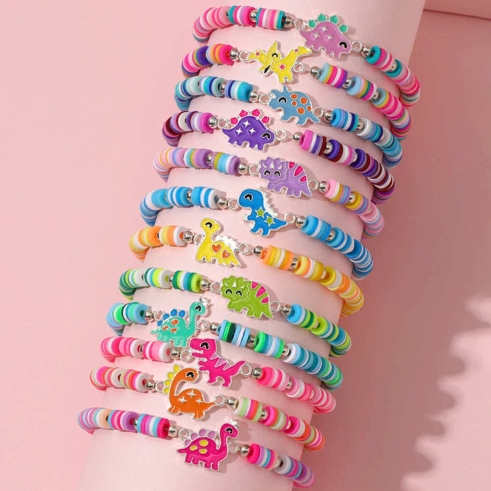 12Pcs/set Adorable Unicorn Cat Flower Charm Elastic Handmade Beaded Bracelets for Women Girls Birthday Party Jewelry Friendship Gift. Limited stock available.