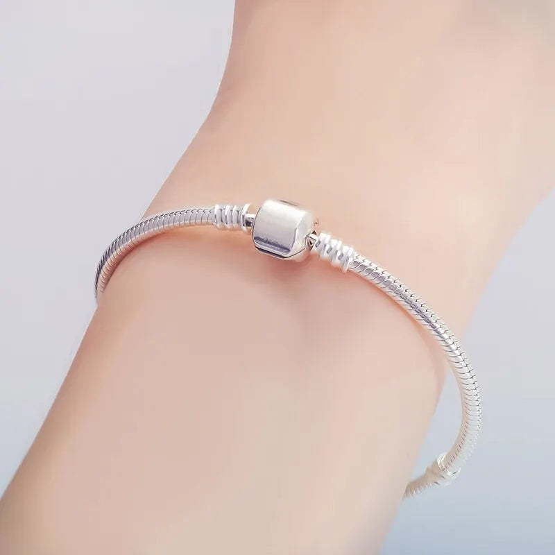 Handmade Original Fine Jewelry Silver Color Charm Bracelet Soft Smooth Snake Bone Bracelets for Women