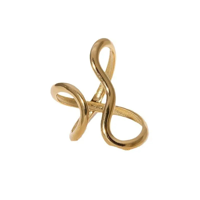18K Gold Plated Open Ring | Trendy Stainless Steel Jewelry for Women Stainless Steel Waterproof Open Ring Personality Charms PVD Real Gold 18K Plated Trendy Jewelry for Women