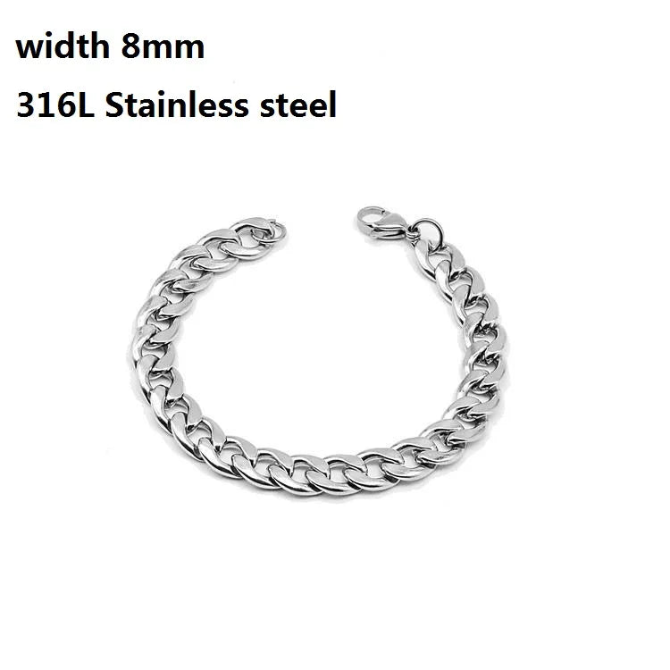 316L Unique Stainless Steel Cuban Chain Bracelet for Men Women Figaro Vintage Metal Viking Kpop Pulseras Emo Cute Luxury Jewelry Gift. Limited stock available.