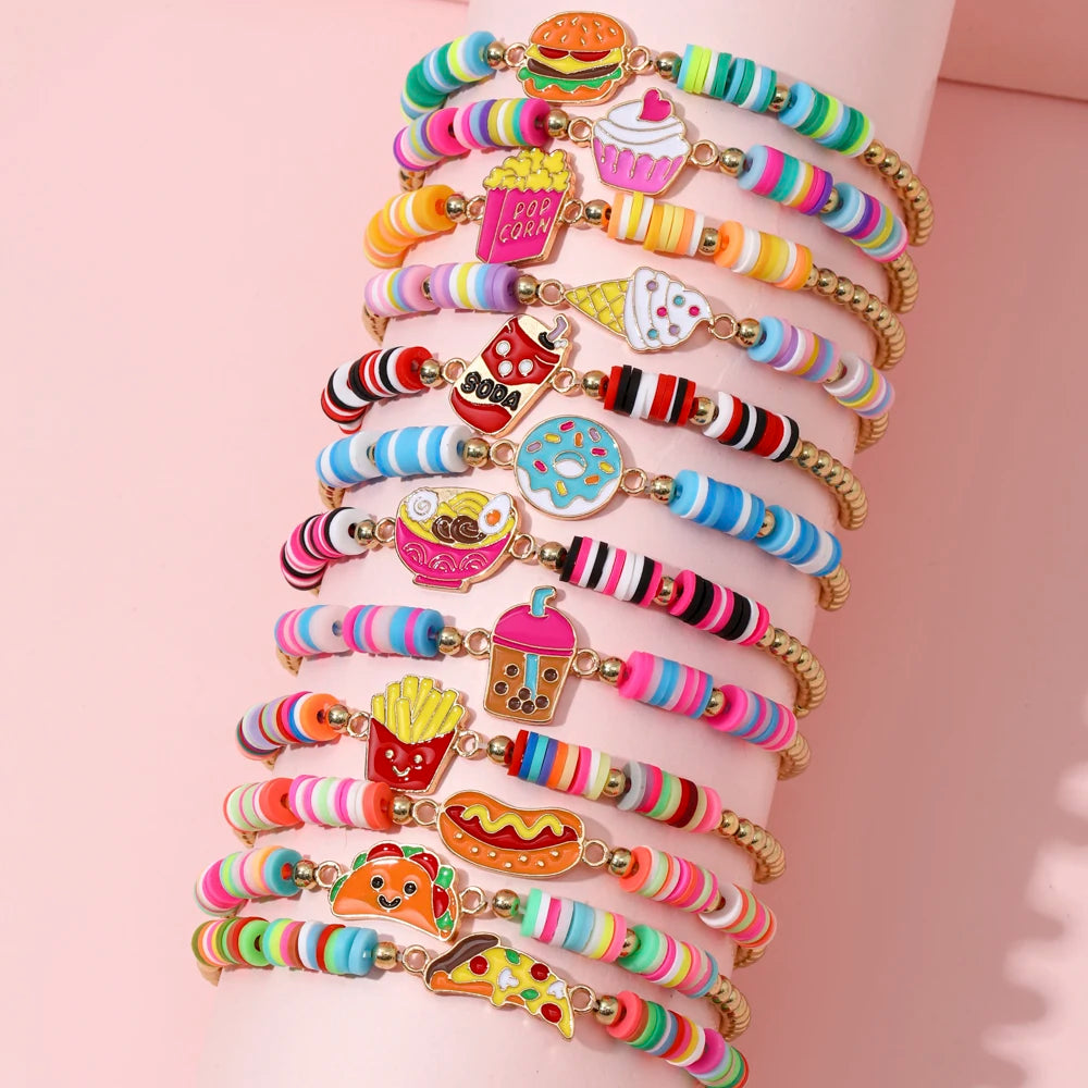12Pcs/set Adorable Unicorn Cat Flower Charm Elastic Handmade Beaded Bracelets for Women Girls Birthday Party Jewelry Friendship Gift. Limited stock available.