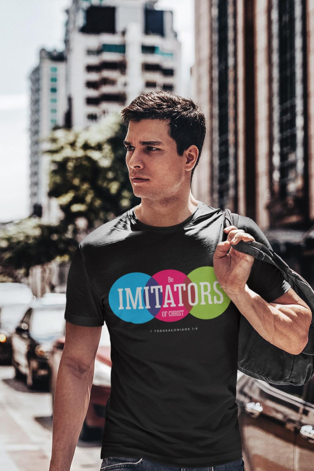 Graphic T-Shirt For Christian Men Women Bible Verse Tee "Be Imitators Of Christ" Scripture Tee Christian Apparel White Black
