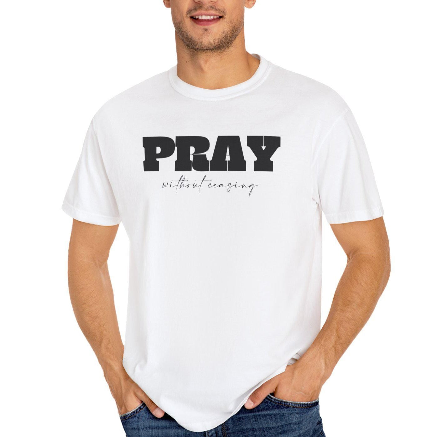 Christian T Shirt For Christian Men Women Clothing Christian Gift White Shirt Apparel Verse Jesus Pray Without Ceasing Graphic Fashion