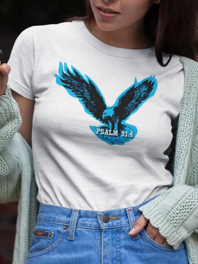 Eagle Tshirt For Men Women Bible Verse Shirt Gift For Mom Dad Jesus-themed apparel Bible Verse Psalm 91 Tee