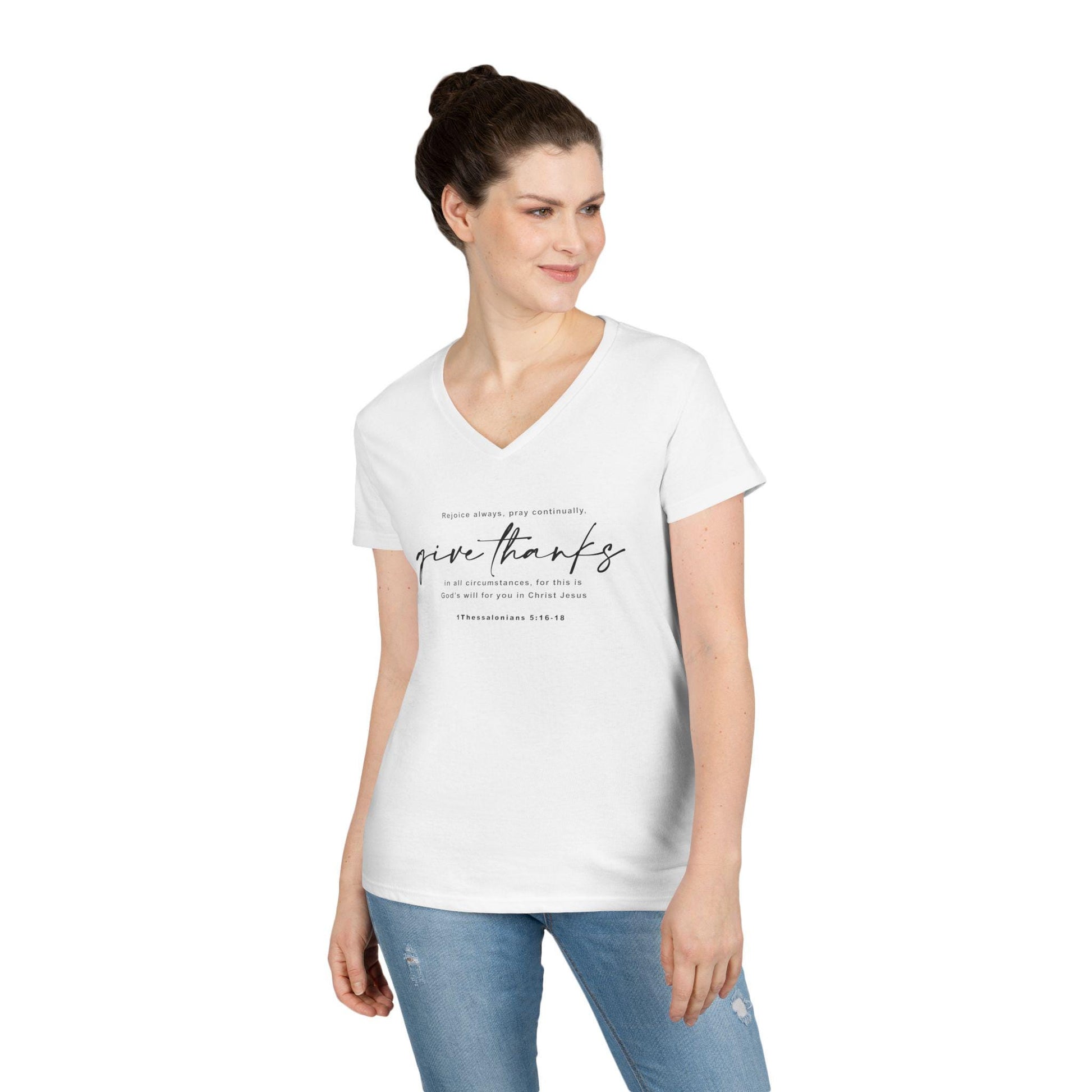 V-Neck T-Shirt For Christian Women Gift Apparel Christian Fashion White Apparel Bible Verse Tee Gift - A Kingdom Lifestyle