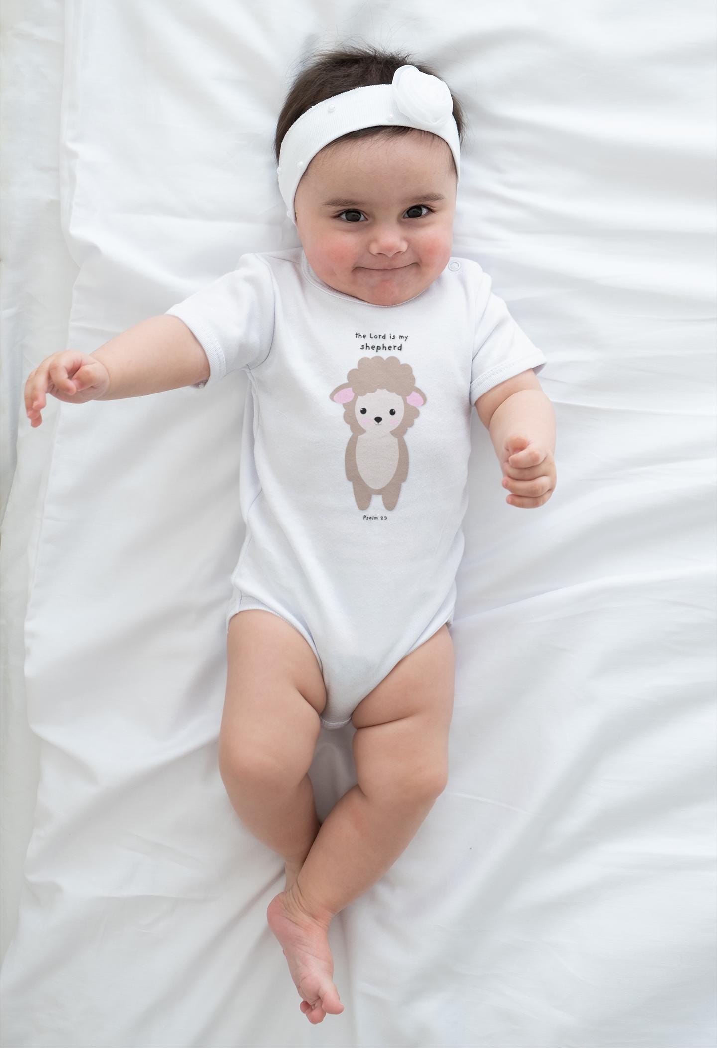 The Lord is My Sheherd Baby Bodysuit Baby Bodysuit with Cute Lamb Print Infant Baby Bodysuit Newborn Gender Neutral Baby Boy Girl Bodysuit. - A Kingdom Lifestyle