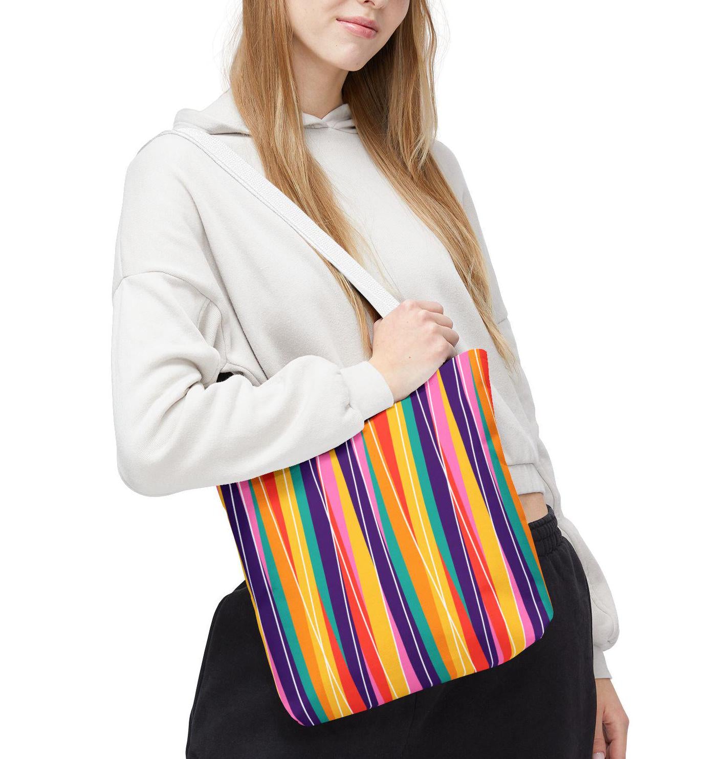 Vibrant Striped Tote Bag for Beach, Shopping, or Daily Use, Colorful Carry-All, Eco-Friendly Gift, Summer Fun - A Kingdom Lifestyle