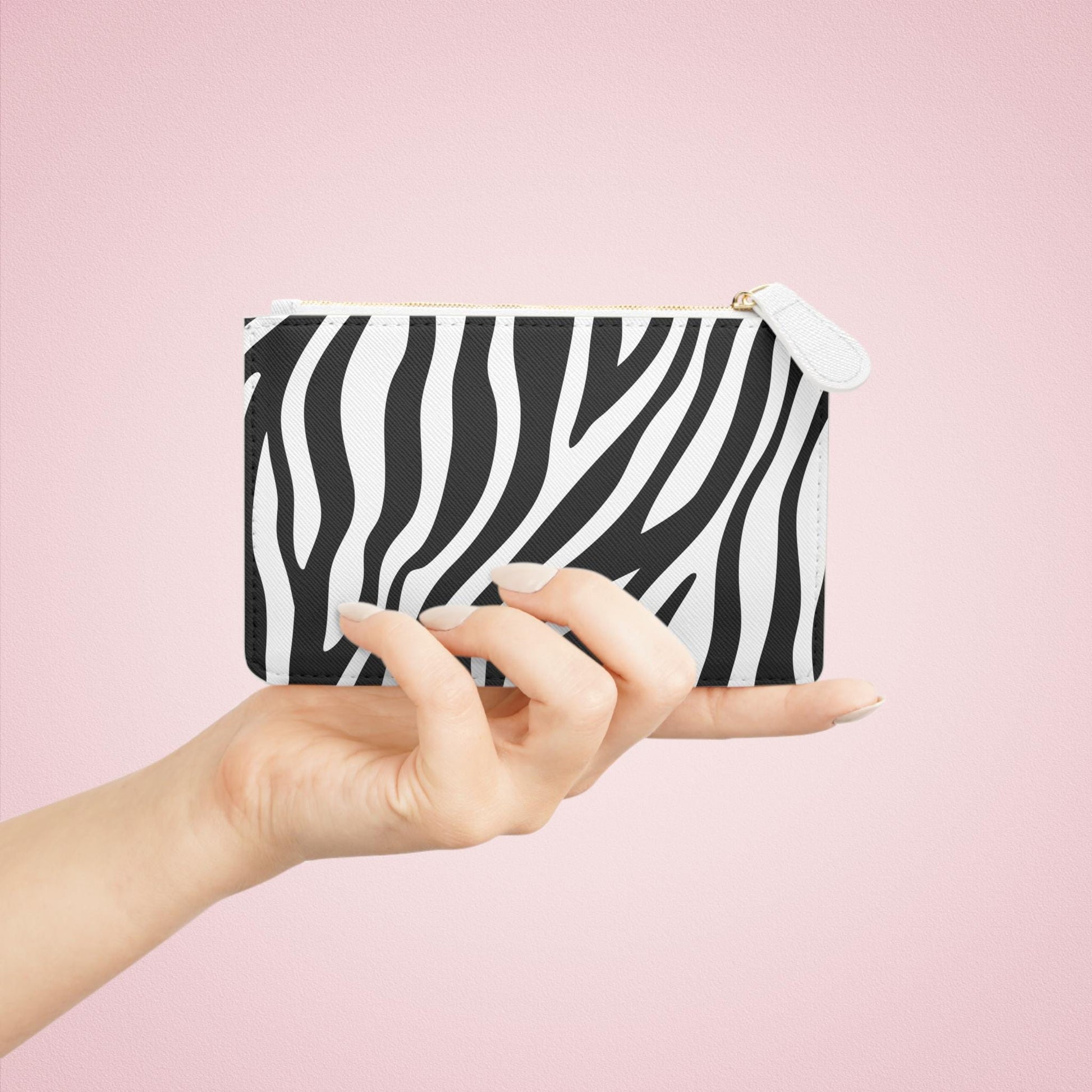 Zebra Print Mini Clutch Bag, Chic Zebra Accessory for Women, Designer Purse, Gift for Her, Travel Cosmetic Pouch, Fashion Statement - A Kingdom Lifestyle