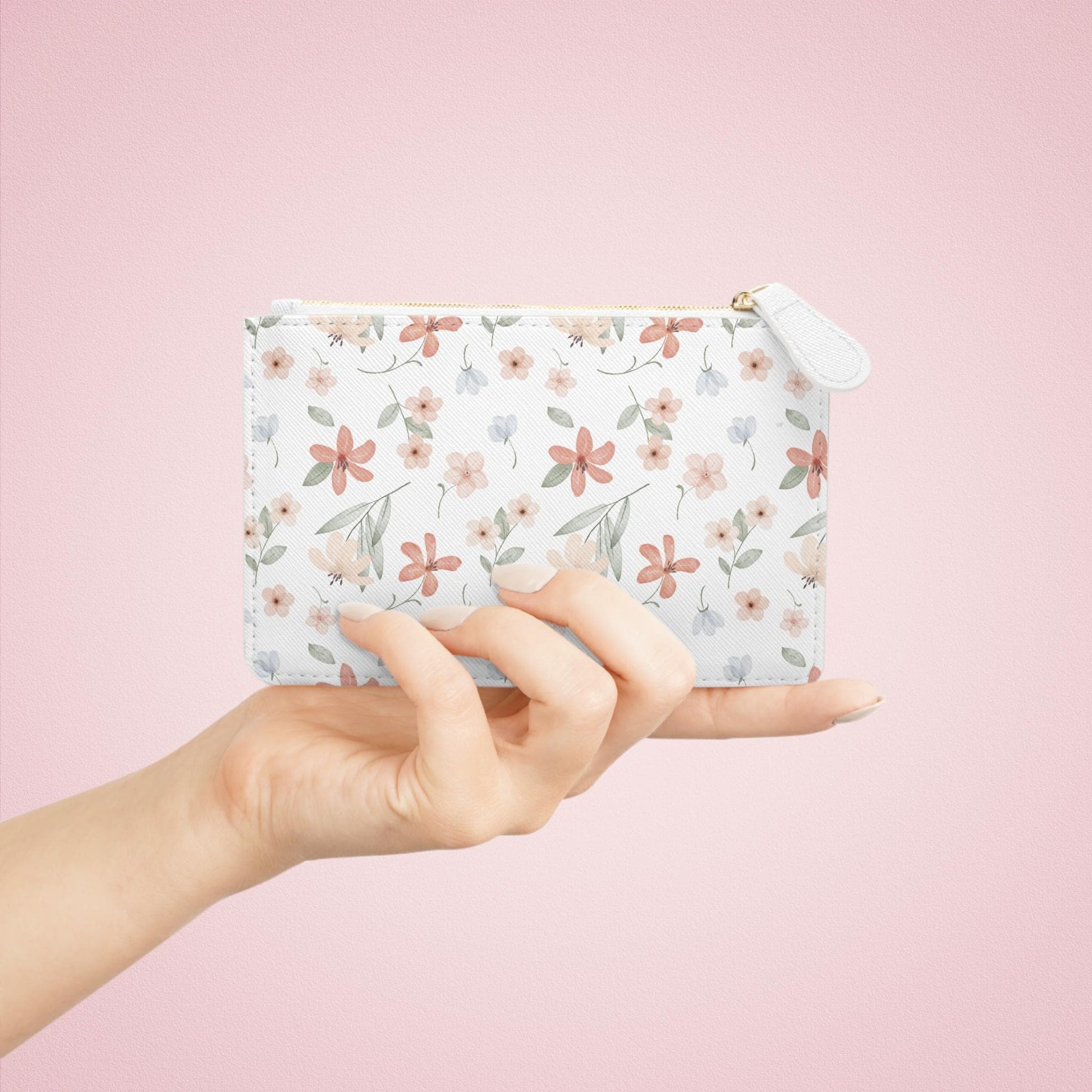 Pink Floral Mini Clutch Bag Stylish Makeup Pouch, Travel Organizer, Gift for Her, Boho Bag, Eco-Friendly Clutch - A Kingdom Lifestyle