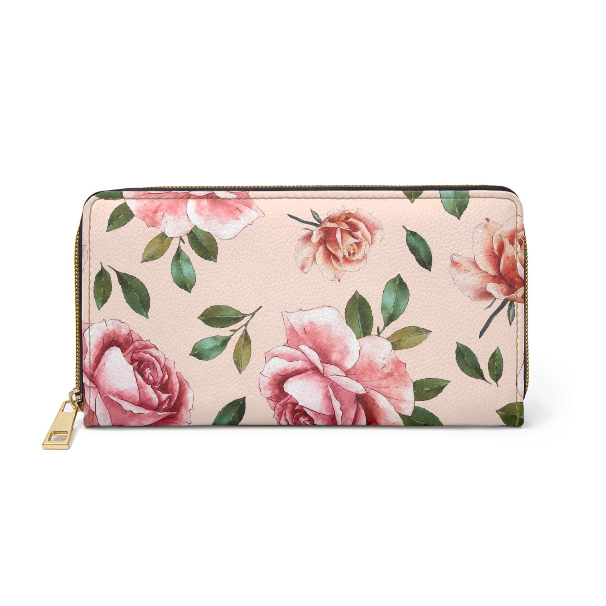 Rose Print Zipper Wallet Chic Rose Print Wallet for Women,Stylish Zip Wallet Perfect Gift for Mother's Day, Elegant Floral Purse Fashionable - A Kingdom Lifestyle