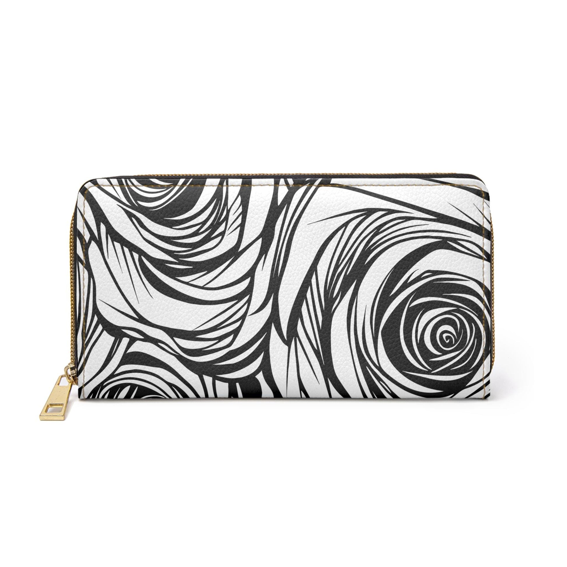 Black and White Rose Zipper Wallet, Elegant Purse for Women, Stylish Coin Case, Gift for Her, Perfect for Travel and Everyday Use - A Kingdom Lifestyle