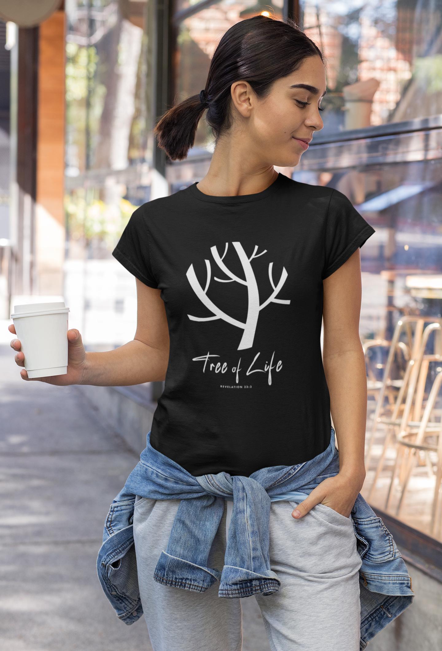 Tree Of Life Bibie Verse Women's Midweight Cotton Tee Christian Women Gift For Her Inspirational t-shirts Spiritual clothing for women - A Kingdom Lifestyle