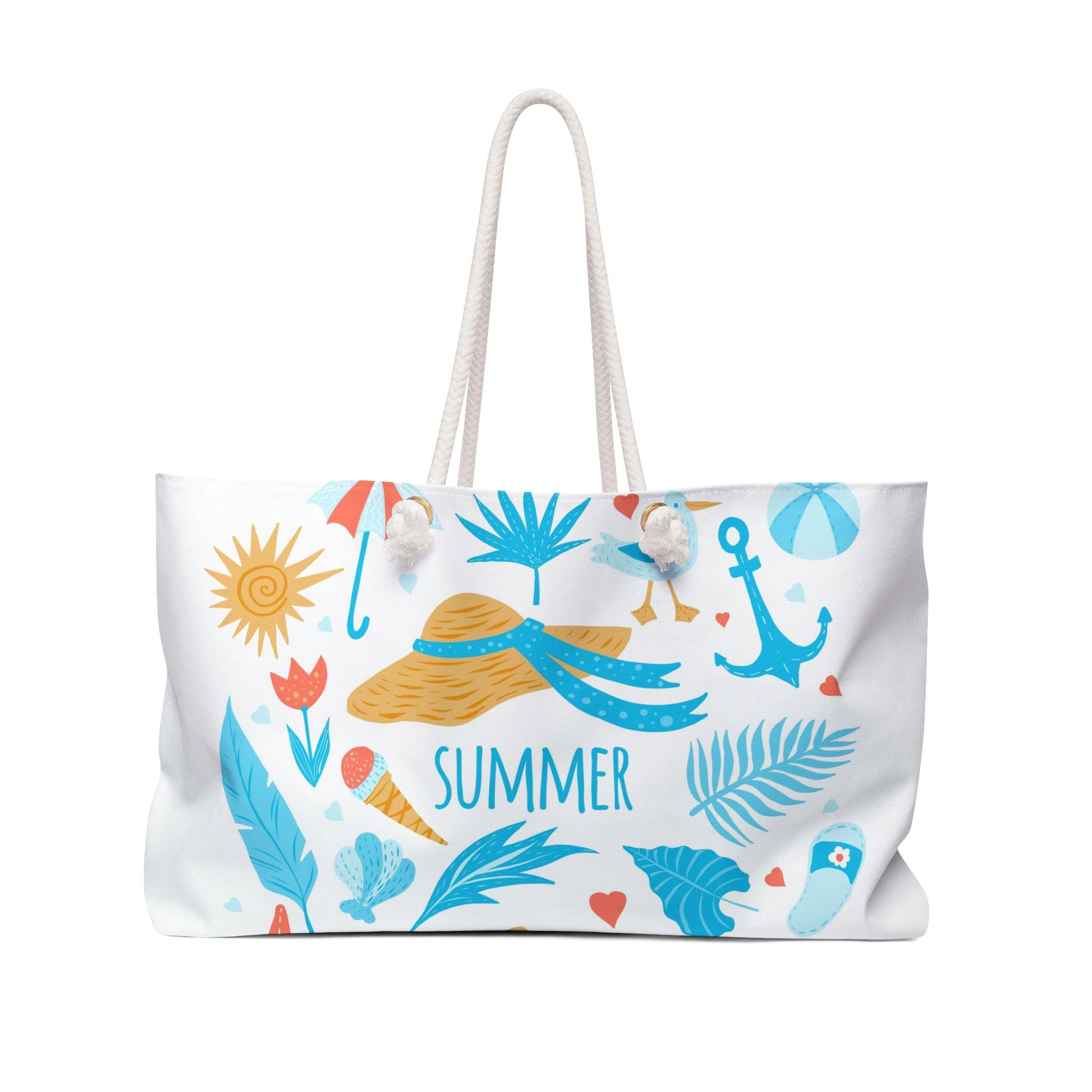 Weekender Tote Bag Summer Fun Print Oversized Lined Beach Tote Beach Trip Bag Travel Duffel Spring Break Vacation Gift - A Kingdom Lifestyle