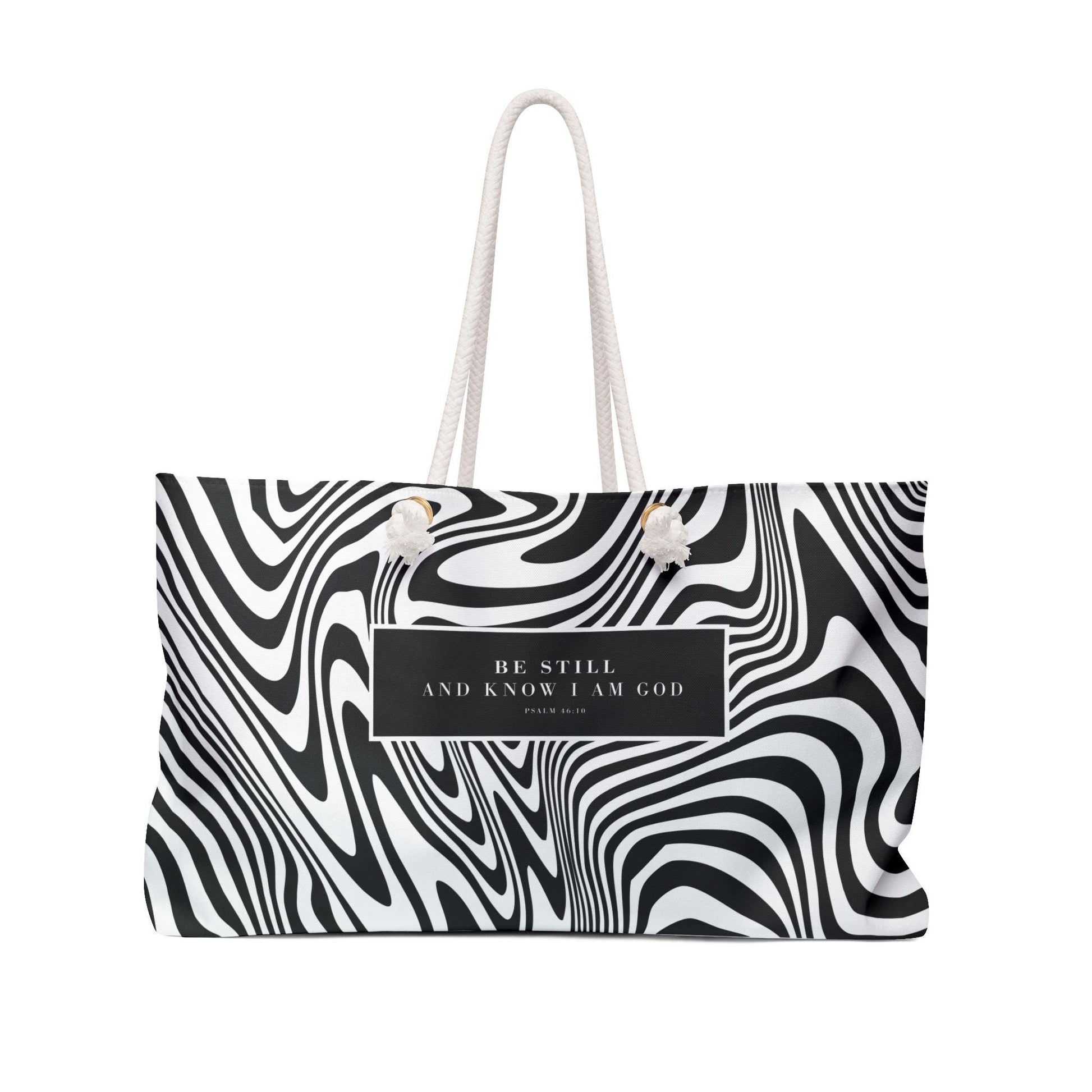 Bold Black and White Zebra Print Weekender Bag, Stylish Weekender Tote Bag, Modern Graphic Design Weekender Tote, Beach Bag, Purse - A Kingdom Lifestyle