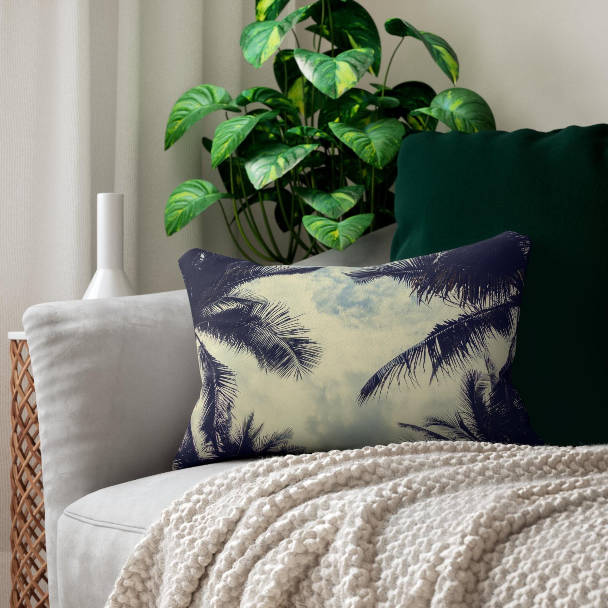 Tropical Palm Lumbar Pillow Bohemian Decor, Beach House Accessories, Summer Vibes, Coastal Home, Gift for Friends. Add this statement piece to your collection today! Limited stock available. - A Kingdom Lifestyle