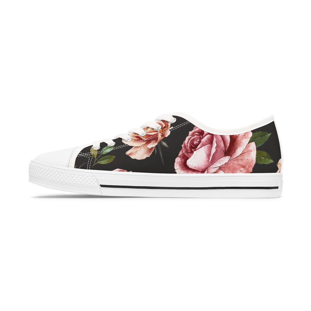 Rose Print Women's Low Top Sneakers Rose Print Low Top Sneakers Womens Converse Shoes For Women Low Top Sneakers Canvas Lace Up Ladies Flat. Limited stock available. - A Kingdom Lifestyle