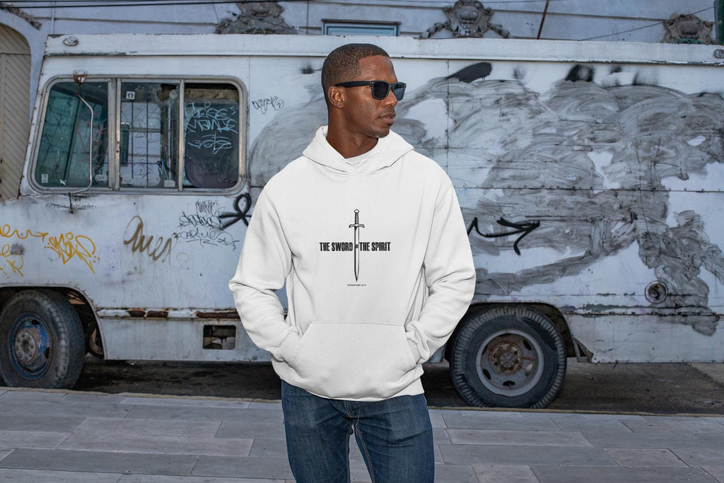 Inspirational Unisex Hooded Sweatshirt For Christian Men Women Gift For Mom Dad Hooded Bible Verse Sweatshirt Sword of the Spirit Apparel