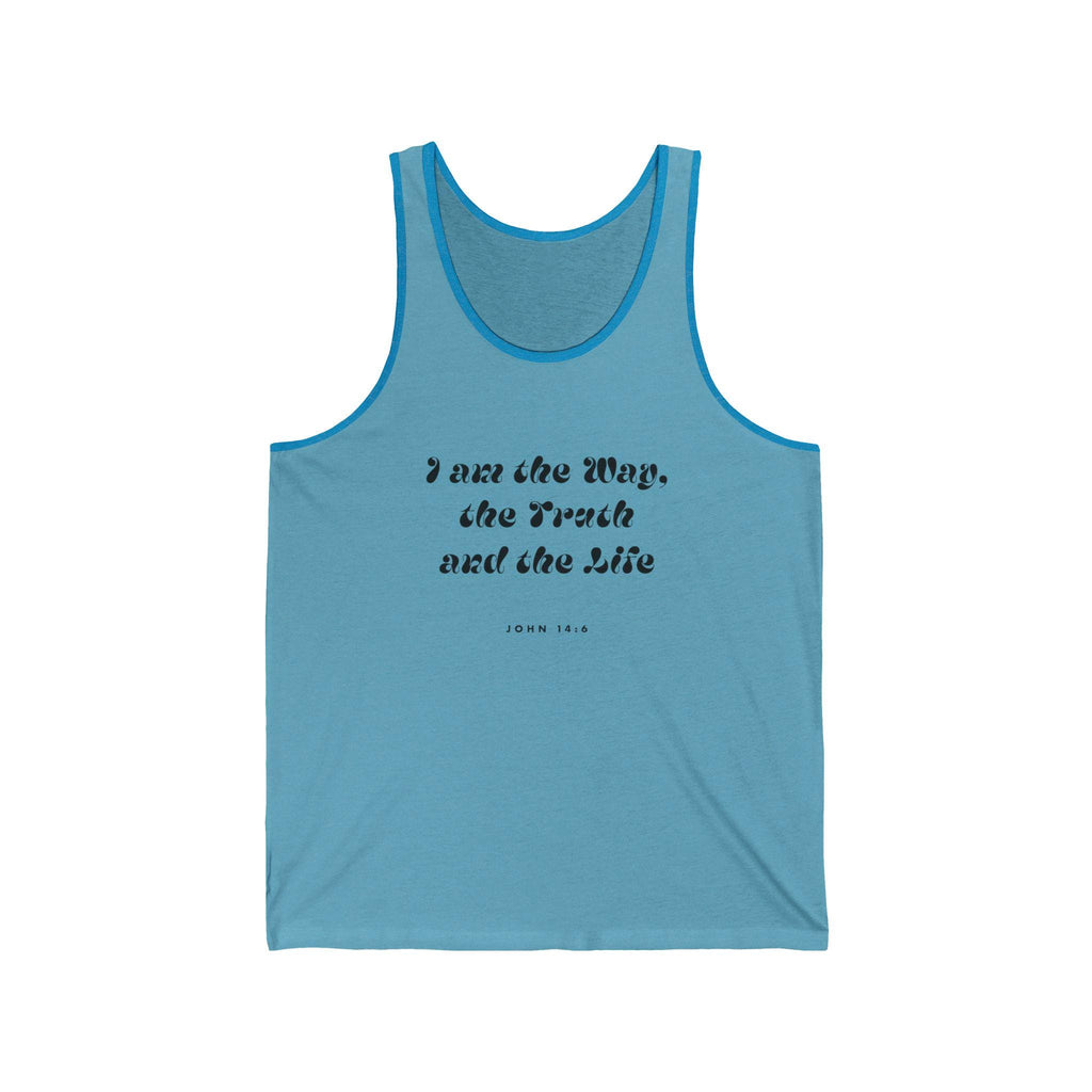 Inspirational Tank Top For Christian Men Women Bible Verse Tee I am The Way Truth And Life John 14:6 Scripture For Faith Tee Apparel
