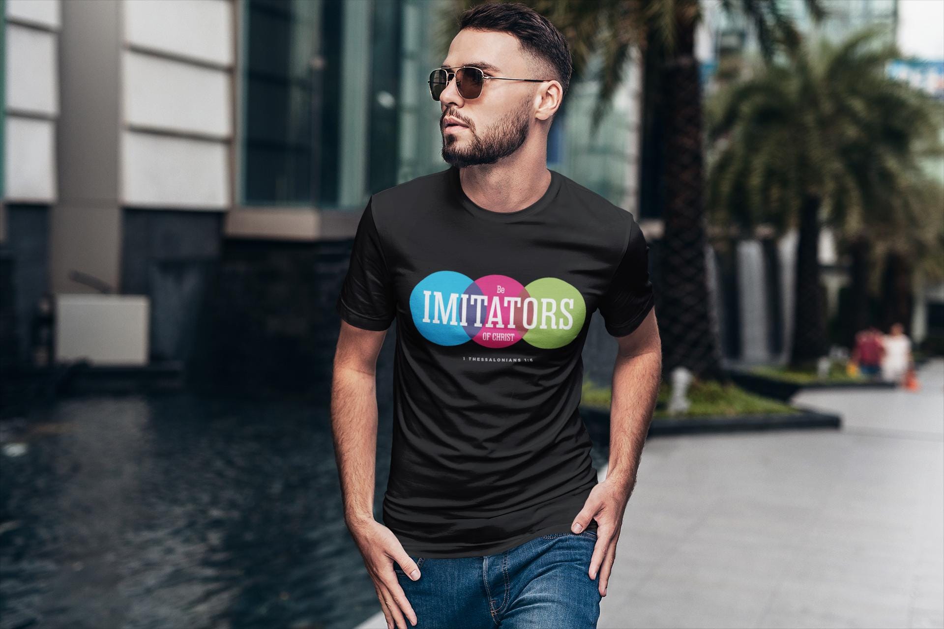 Graphic T-Shirt For Christian Men Women Bible Verse Tee "Be Imitators Of Christ" Scripture Tee Christian Apparel White Black