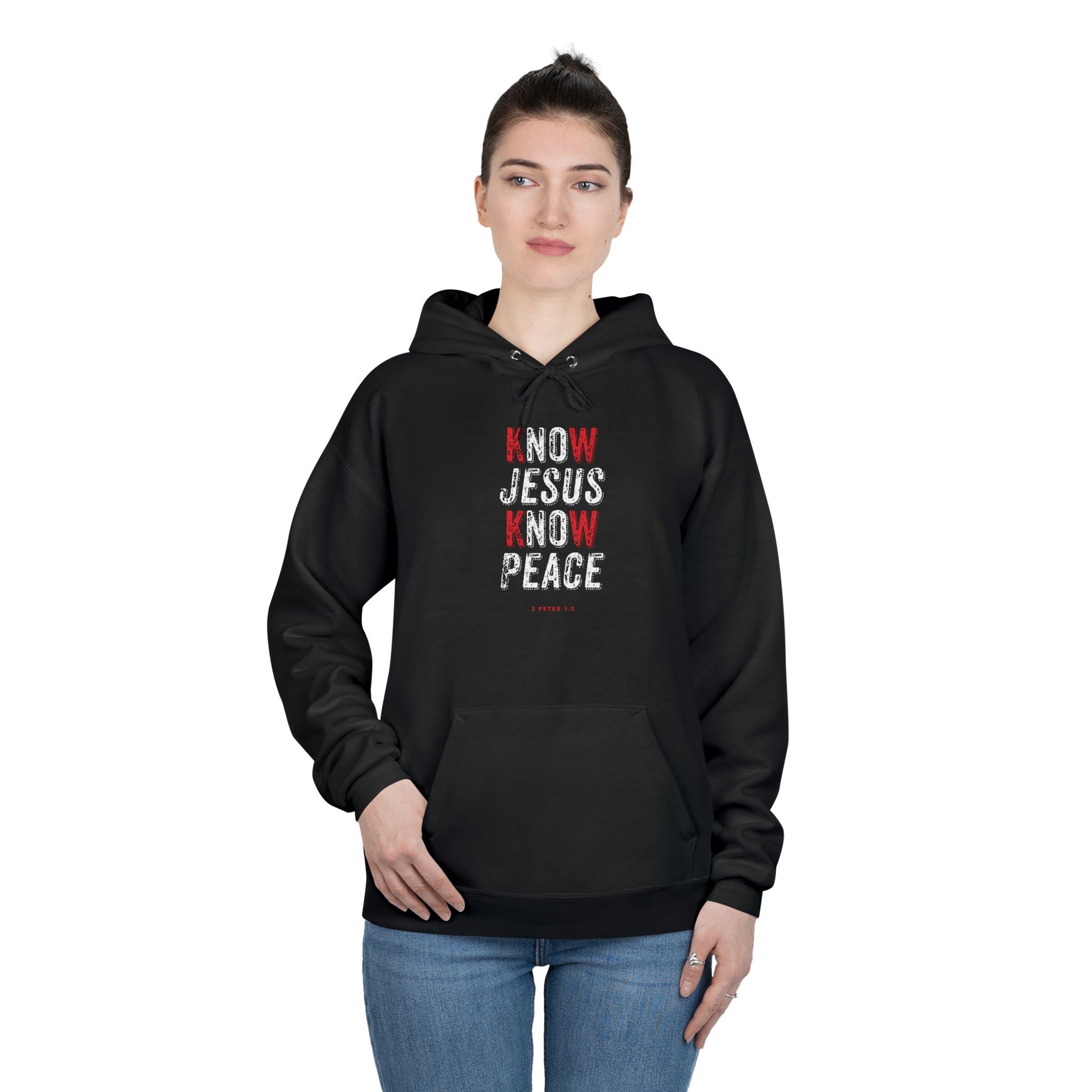 Sweatshirt Hoodie For Christian Men Women Gift For Dad Mom Black Pullover Hoodie Sweatshirt Apparel Know Jesus Know Peace Scripture