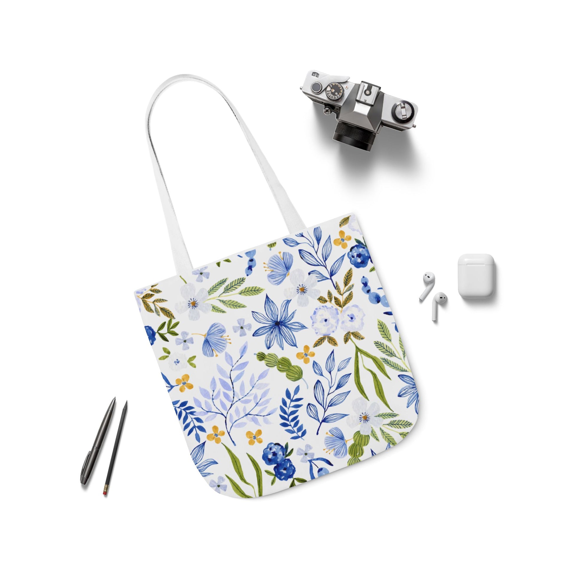 Floral Canvas Tote Bag Flower Handbag, Stylish Beach Tote, Vacation Bag