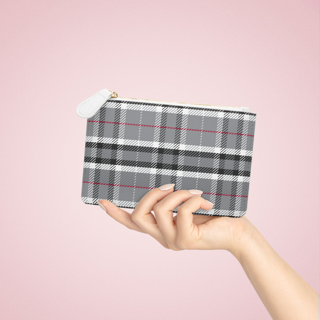 High end Chic Black and White  Plaid Zipper Wallet, Women's Accessories, Cute Organizer, Birthday Gift, Everyday Use, Stylish Purse Chic Gray Plaid Mini Clutch Bag - Stylish and Functional Accessory for Every Occasion