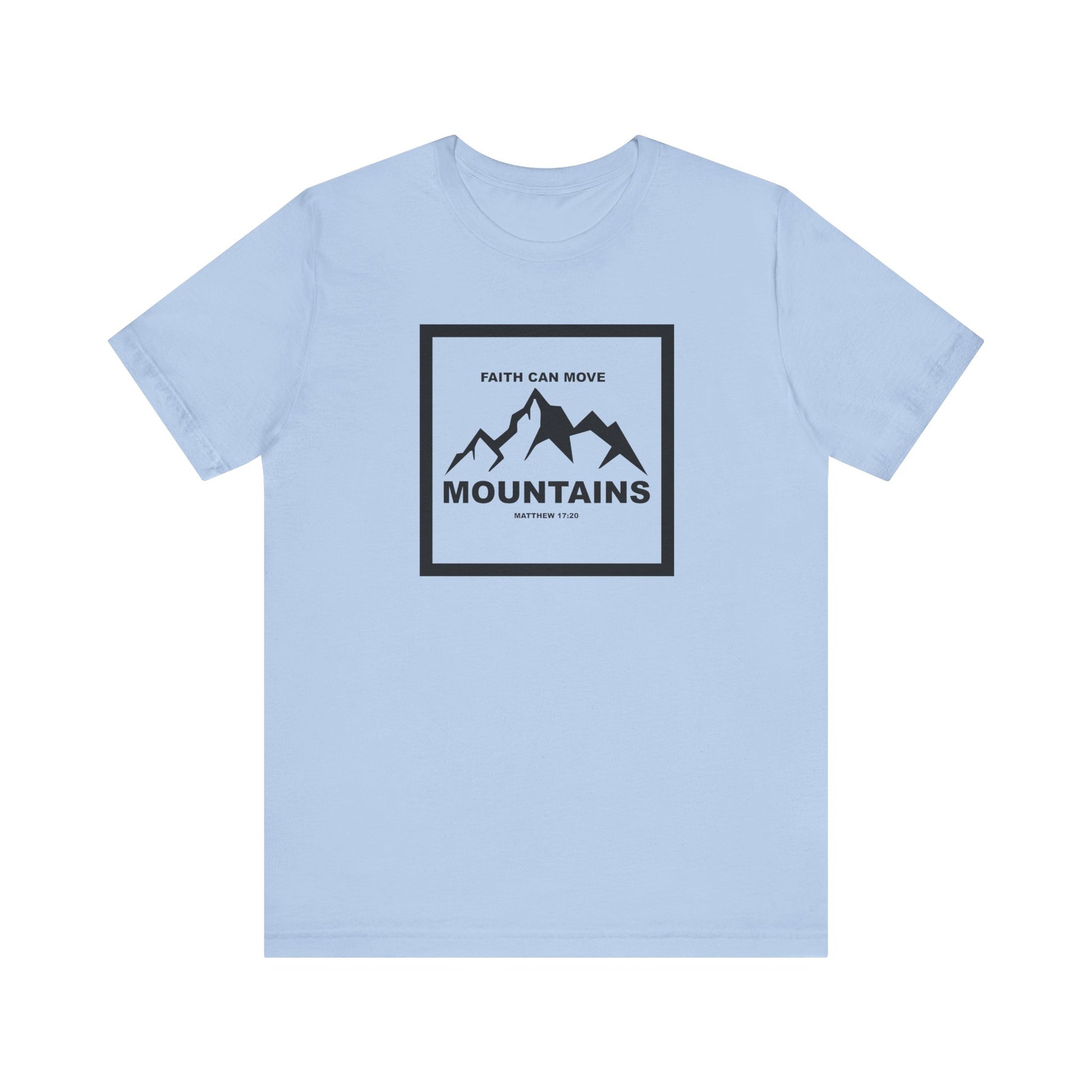 Christian Shirt Bible Verse T-Shirt Religious Outfit Jesus Shirt Inspirational Mountain Graphic Tee  Scripture Bible Verse "Faith Can Move Mountains" Tee For Her Him Gift