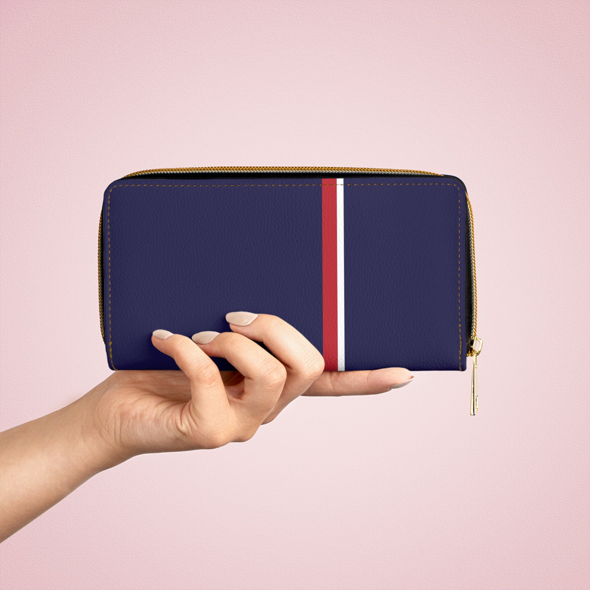 Navy Stripe Zipper Wallet Stylish Clutch, Gifts for Her, Everyday Organizer, Travel Accessory, Modern Purse