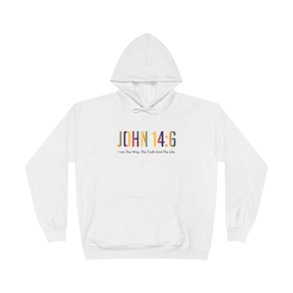 Faith Inspired Unisex EcoSmart Hoodie John 14:6 Inspirational Sweatshirt For Christian Men Women Bible Verse I Am The Way And The Truth for Gift Mom Dad Hooded Sweatshirt Apparel