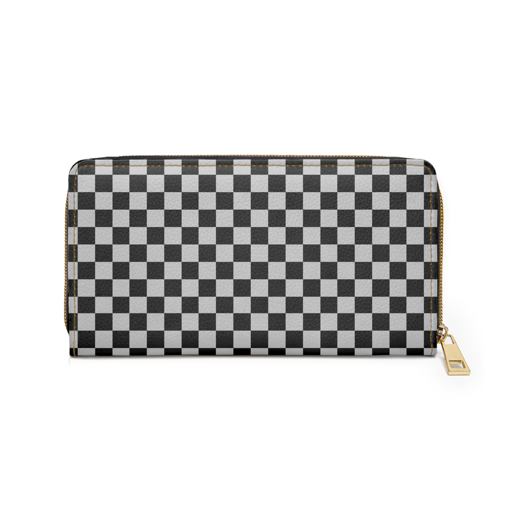 Chic Black Checker Zipper Wallet, Stylish Wallet for Everyday Use, Unique Gift for Birthdays, Fashionable Accessory, Travel Organizer