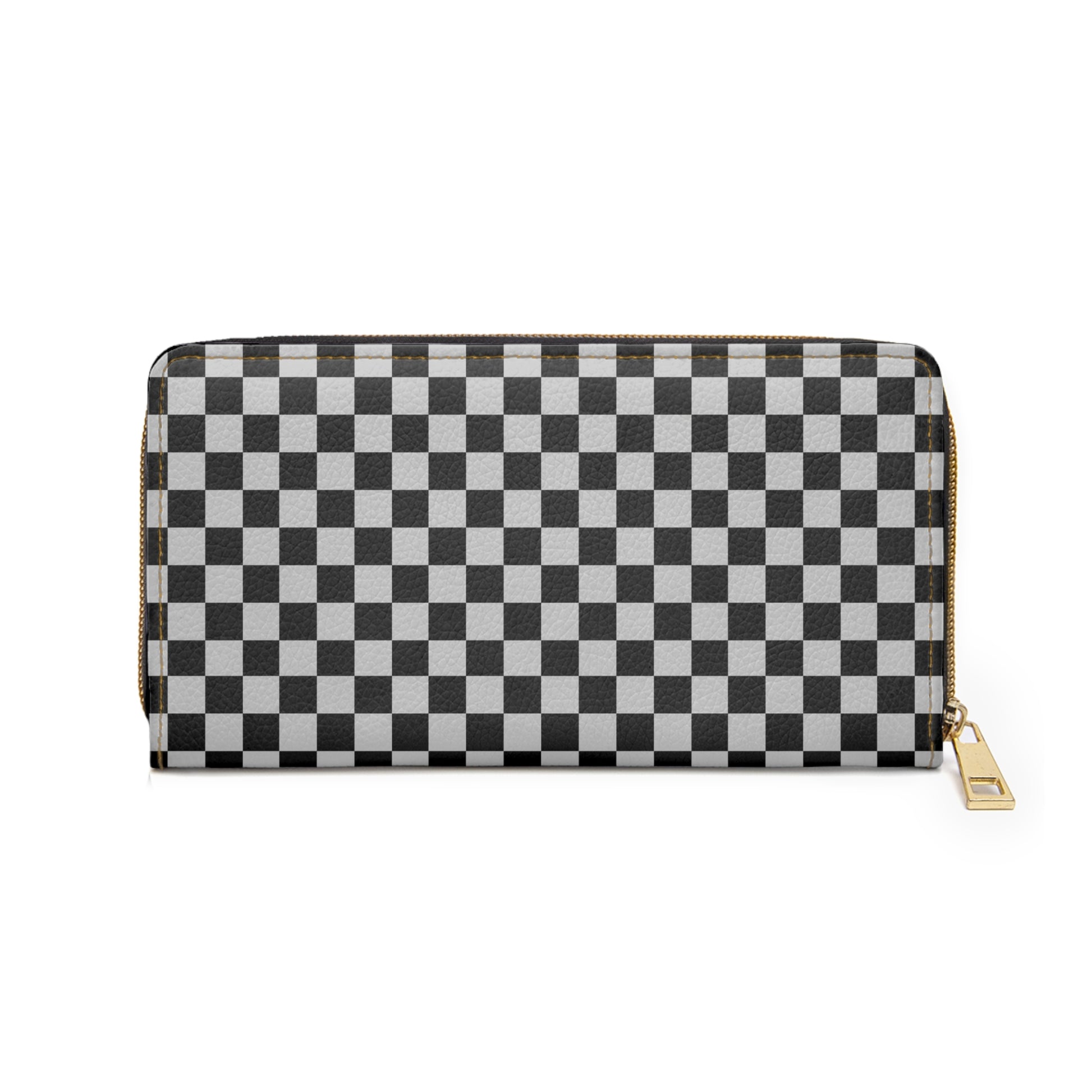 Chic Black Checker Zipper Wallet, Stylish Wallet for Everyday Use, Unique Gift for Birthdays, Fashionable Accessory, Travel Organizer