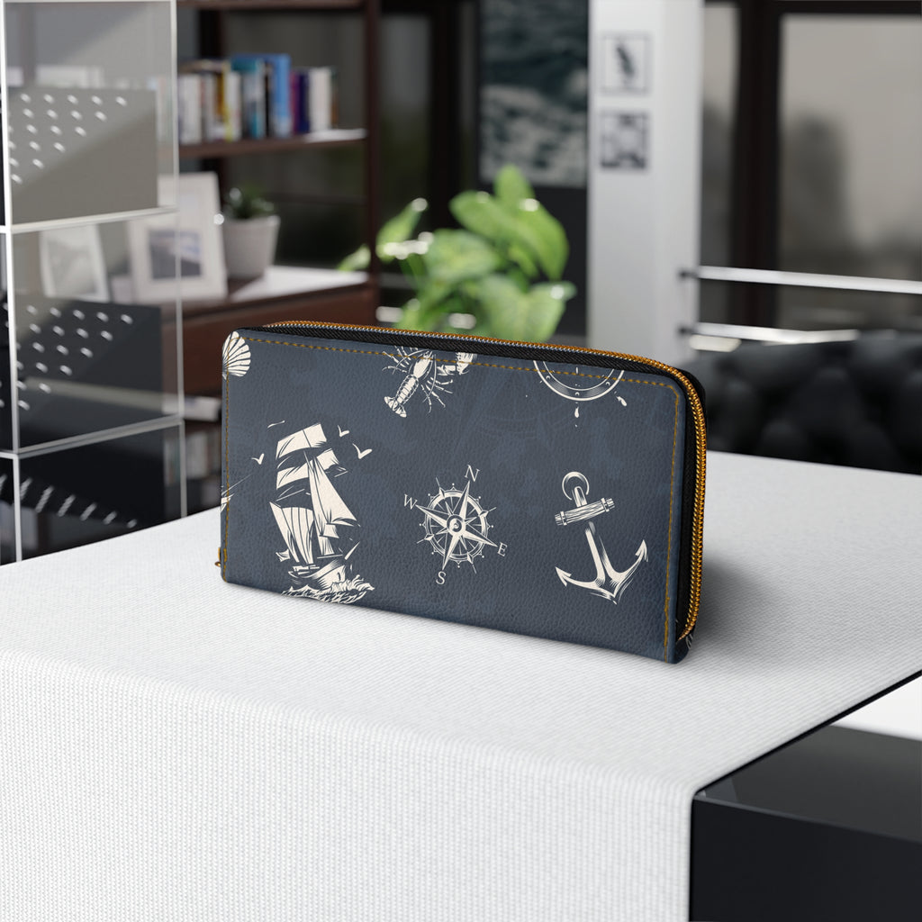 Nautical Zipper Wallet | Sailor's Coin Purse, Ocean-Themed Accessory, Travel Organizer, Gifts for Sea Lovers, Boating Essentials