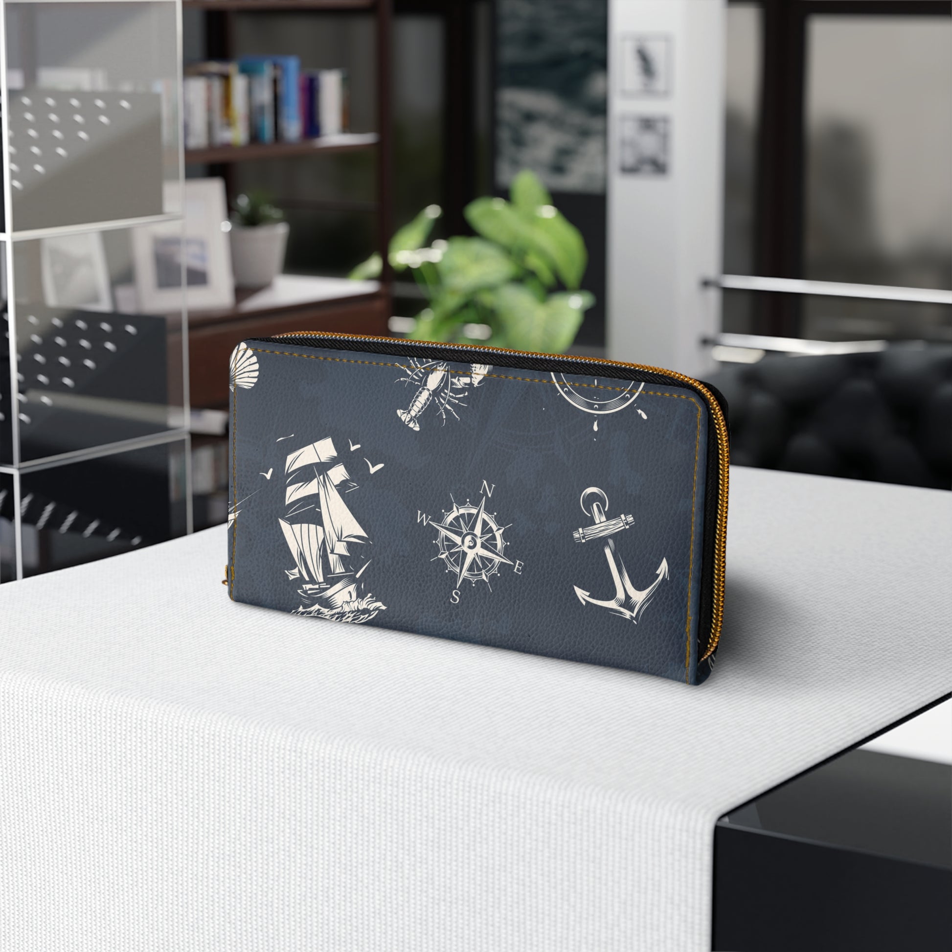Nautical Zipper Wallet | Sailor's Coin Purse, Ocean-Themed Accessory, Travel Organizer, Gifts for Sea Lovers, Boating Essentials