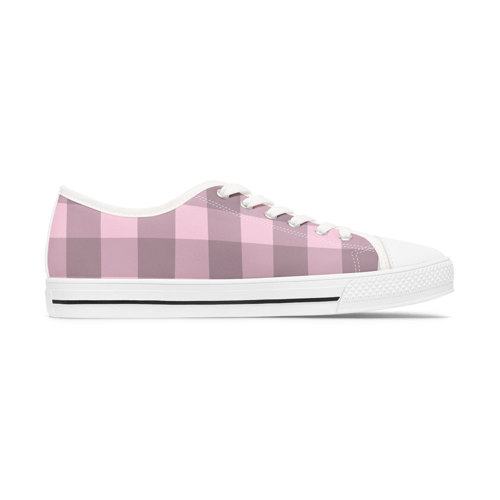 Chic Pink Plaid Women's Low Top Sneakers Stylish Everyday Footwear Chic Pink Plaid Low Top Sneakers for Women, Casual Wear Shoes, Boho Style Footwear, Perfect for Spring Outings, Retro Sneaker Trends. Limited stock available.